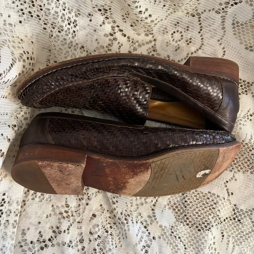 Cole Haan + NikeAir Men's US 16 M Brown Leather Weave Loafer Shoes